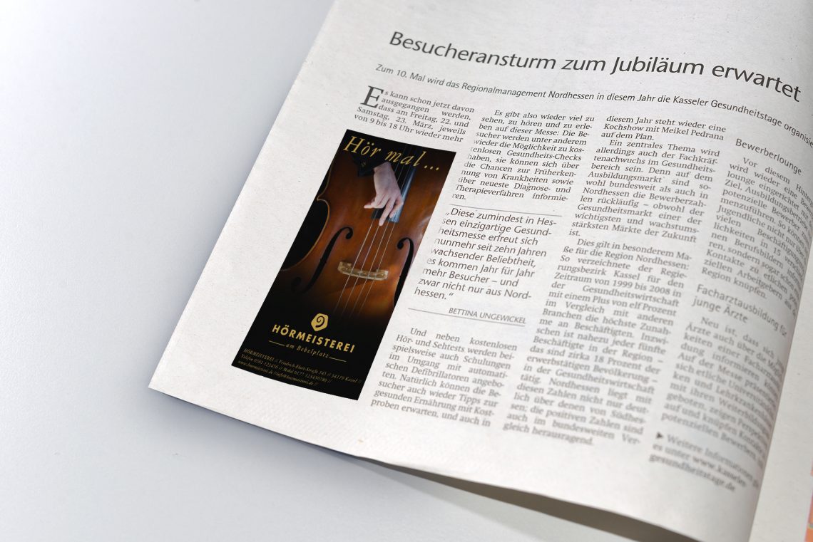 Hörmeisterei Kassel Zeitungsanzeige